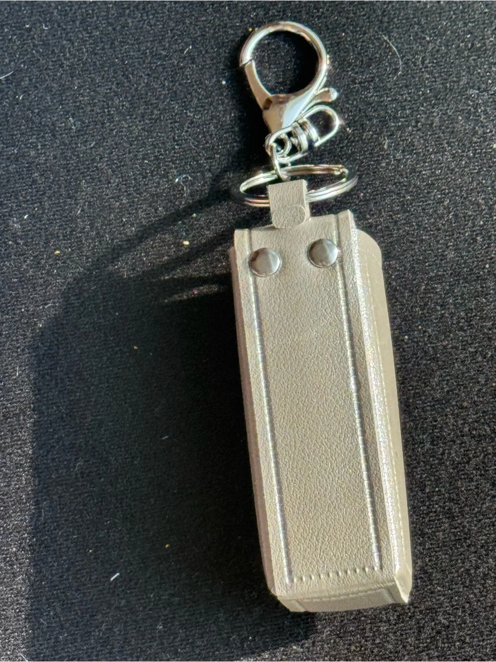 Metallic Silver Leatherette Keychain Holster with Snap Closure